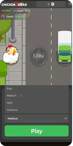 Choisir la difficulté dans le jeu Chicken Road 2